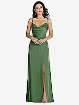 Front View Thumbnail - Vineyard Green Cowl-Neck A-Line Maxi Dress with Adjustable Straps