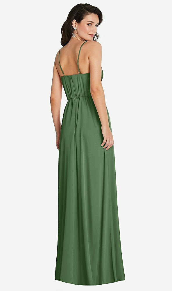 Back View - Vineyard Green Cowl-Neck A-Line Maxi Dress with Adjustable Straps