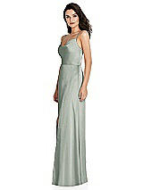 Side View Thumbnail - Willow Green Cowl-Neck A-Line Maxi Dress with Adjustable Straps