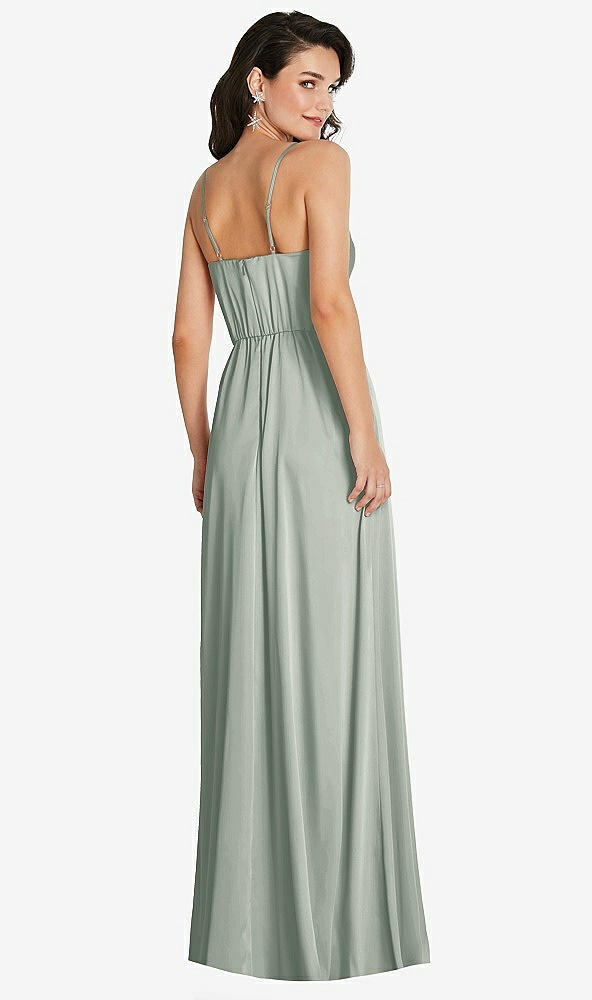 Back View - Willow Green Cowl-Neck A-Line Maxi Dress with Adjustable Straps