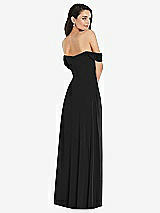 Rear View Thumbnail - Black Off-the-Shoulder Draped Sleeve Maxi Dress with Front Slit
