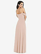 Rear View Thumbnail - Cameo Off-the-Shoulder Draped Sleeve Maxi Dress with Front Slit