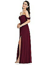 Side View Thumbnail - Cabernet Off-the-Shoulder Draped Sleeve Maxi Dress with Front Slit
