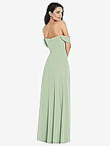 Rear View Thumbnail - Celadon Off-the-Shoulder Draped Sleeve Maxi Dress with Front Slit