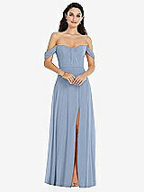 Front View Thumbnail - Cloudy Off-the-Shoulder Draped Sleeve Maxi Dress with Front Slit