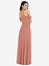 Rear View Thumbnail - Desert Rose Off-the-Shoulder Draped Sleeve Maxi Dress with Front Slit