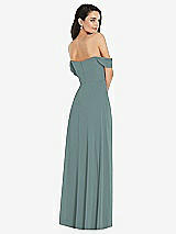 Rear View Thumbnail - Icelandic Off-the-Shoulder Draped Sleeve Maxi Dress with Front Slit
