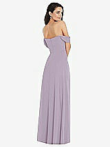 Rear View Thumbnail - Lilac Haze Off-the-Shoulder Draped Sleeve Maxi Dress with Front Slit