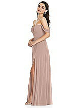 Side View Thumbnail - Neu Nude Off-the-Shoulder Draped Sleeve Maxi Dress with Front Slit