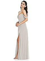 Side View Thumbnail - Oyster Off-the-Shoulder Draped Sleeve Maxi Dress with Front Slit