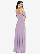 Rear View Thumbnail - Pale Purple Off-the-Shoulder Draped Sleeve Maxi Dress with Front Slit