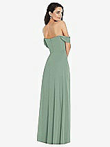 Rear View Thumbnail - Seagrass Off-the-Shoulder Draped Sleeve Maxi Dress with Front Slit