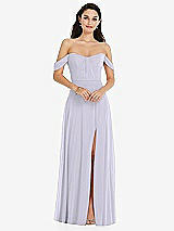 Front View Thumbnail - Silver Dove Off-the-Shoulder Draped Sleeve Maxi Dress with Front Slit