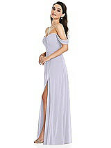 Side View Thumbnail - Silver Dove Off-the-Shoulder Draped Sleeve Maxi Dress with Front Slit