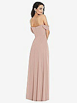 Rear View Thumbnail - Toasted Sugar Off-the-Shoulder Draped Sleeve Maxi Dress with Front Slit