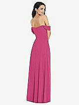Rear View Thumbnail - Tea Rose Off-the-Shoulder Draped Sleeve Maxi Dress with Front Slit
