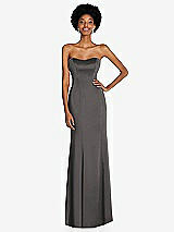 Front View Thumbnail - Caviar Gray Strapless Princess Line Lux Charmeuse Mermaid Gown