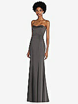 Side View Thumbnail - Caviar Gray Strapless Princess Line Lux Charmeuse Mermaid Gown