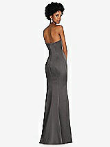 Rear View Thumbnail - Caviar Gray Strapless Princess Line Lux Charmeuse Mermaid Gown