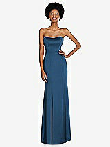 Front View Thumbnail - Dusk Blue Strapless Princess Line Lux Charmeuse Mermaid Gown