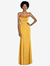 Front View Thumbnail - NYC Yellow Strapless Princess Line Lux Charmeuse Mermaid Gown
