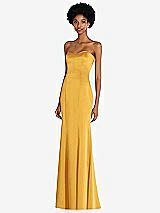 Side View Thumbnail - NYC Yellow Strapless Princess Line Lux Charmeuse Mermaid Gown