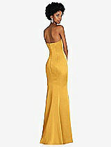 Rear View Thumbnail - NYC Yellow Strapless Princess Line Lux Charmeuse Mermaid Gown