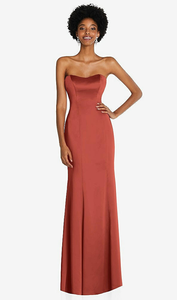 Front View - Amber Sunset Strapless Princess Line Lux Charmeuse Mermaid Gown