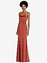 Side View Thumbnail - Amber Sunset Strapless Princess Line Lux Charmeuse Mermaid Gown
