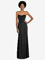 Front View Thumbnail - Black Strapless Princess Line Lux Charmeuse Mermaid Gown