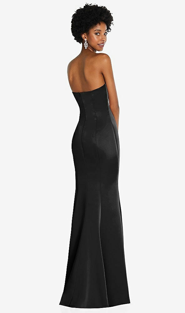 Back View - Black Strapless Princess Line Lux Charmeuse Mermaid Gown