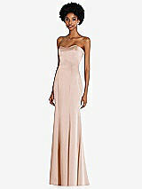 Side View Thumbnail - Cameo Strapless Princess Line Lux Charmeuse Mermaid Gown