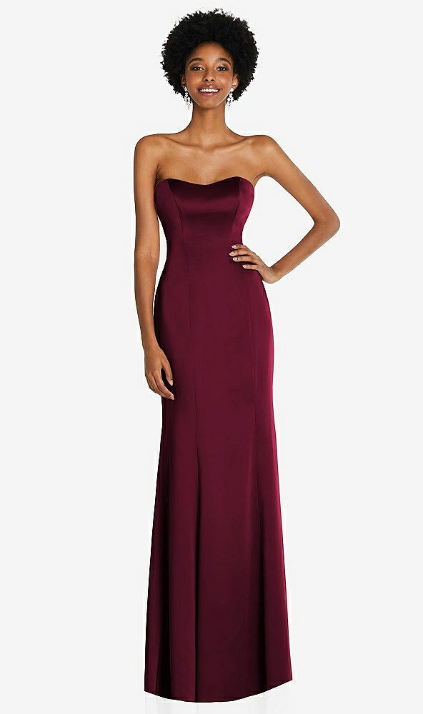 Front View - Cabernet Strapless Princess Line Lux Charmeuse Mermaid Gown