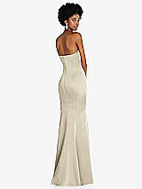 Rear View Thumbnail - Champagne Strapless Princess Line Lux Charmeuse Mermaid Gown