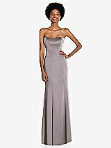 Front View Thumbnail - Cashmere Gray Strapless Princess Line Lux Charmeuse Mermaid Gown