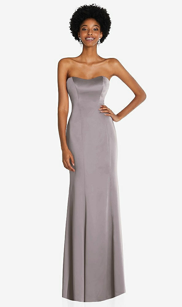 Front View - Cashmere Gray Strapless Princess Line Lux Charmeuse Mermaid Gown
