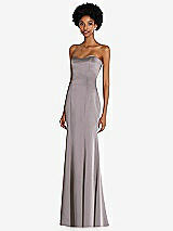 Side View Thumbnail - Cashmere Gray Strapless Princess Line Lux Charmeuse Mermaid Gown