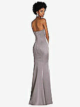 Rear View Thumbnail - Cashmere Gray Strapless Princess Line Lux Charmeuse Mermaid Gown