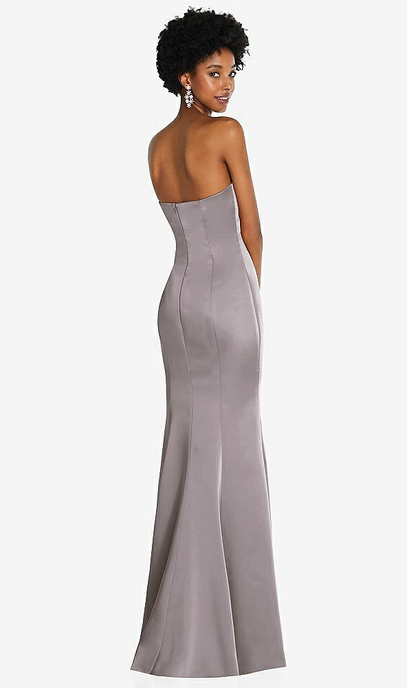 Back View - Cashmere Gray Strapless Princess Line Lux Charmeuse Mermaid Gown