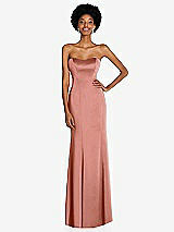 Front View Thumbnail - Desert Rose Strapless Princess Line Lux Charmeuse Mermaid Gown