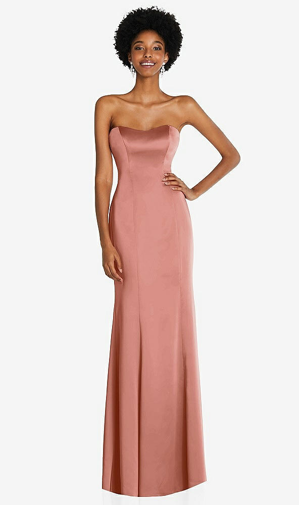 Front View - Desert Rose Strapless Princess Line Lux Charmeuse Mermaid Gown