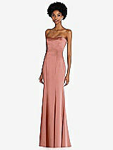 Side View Thumbnail - Desert Rose Strapless Princess Line Lux Charmeuse Mermaid Gown