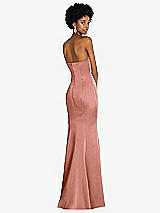 Rear View Thumbnail - Desert Rose Strapless Princess Line Lux Charmeuse Mermaid Gown