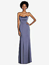 Front View Thumbnail - French Blue Strapless Princess Line Lux Charmeuse Mermaid Gown