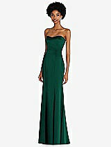 Side View Thumbnail - Hunter Green Strapless Princess Line Lux Charmeuse Mermaid Gown