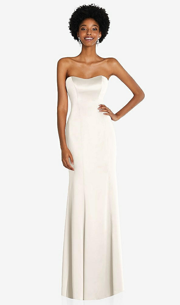 Front View - Ivory Strapless Princess Line Lux Charmeuse Mermaid Gown