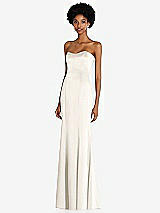 Side View Thumbnail - Ivory Strapless Princess Line Lux Charmeuse Mermaid Gown