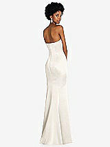 Rear View Thumbnail - Ivory Strapless Princess Line Lux Charmeuse Mermaid Gown