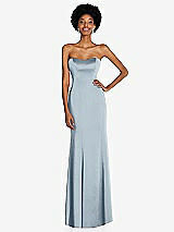 Front View Thumbnail - Mist Strapless Princess Line Lux Charmeuse Mermaid Gown