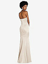 Rear View Thumbnail - Oat Strapless Princess Line Lux Charmeuse Mermaid Gown